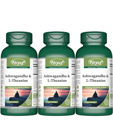 VORST Ashwagandha and L-Theanine Complex 3 x 90 Vegan Capsules | Supports Stress Relief Promotes Relaxation | 3 Bottle 270 count (Pack of 1)