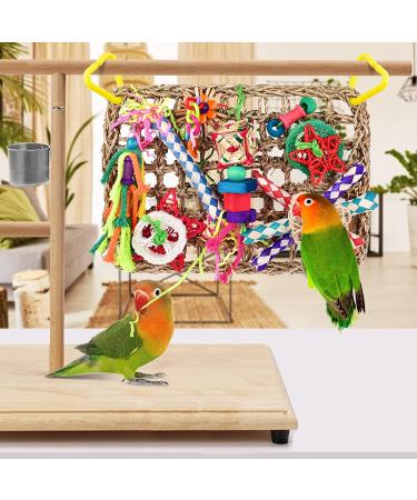 KATUMO Bird Foraging Wall Toy with Edible Seagrass Mat and Chewing Toys - Ideal for Lovebirds, Finch, Parakeets, Conure, Cockatiel - Buy Online on SooperMarket.com