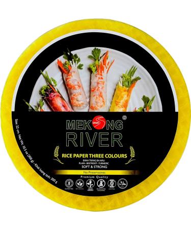 Lyan Mekong River Banh Trang Vietnamese Three Colours Rice Paper Round 22cm - 300g - Pack of 2 | Gluten-Free | Vegan | 100% Natural Rice Paper - Buy Online on SooperMarket.com
