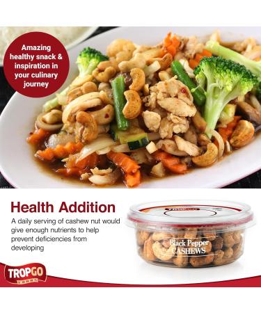 Tropgo Roasted Salted black pepper cashews - Healthy Flavoured Nuts in a Resealable and Recyclable Tub - Vegan Snack Made in Fibre and Protein Rich Caju Nuts - Guilt Free Snack for all Ages (125G) - Buy Online on SooperMarket.com