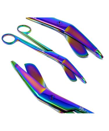 Medical and Nursing Multi Rainbow Color Bandage Scissors 7.25 (18.4 cm) High Polish MULTI RAINBOW COLOR 7.25