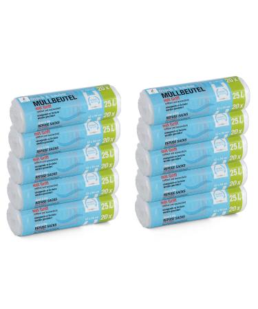 200 pieces of Premiumline garbage bags: 25 liters 10 pack size: 53 x 54 cm - particularly tearproof and waterproof - with a stretcher handle/handle 25 liters (1 Pack)