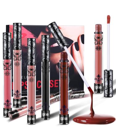 8 Colors Matte Lipstick labiales mate Matte Liquid Lipstick Set Long-Lasting 12 Smudge Proof Waterproof Velvet Black Lipstick for Women Halloween Makeup Gifts