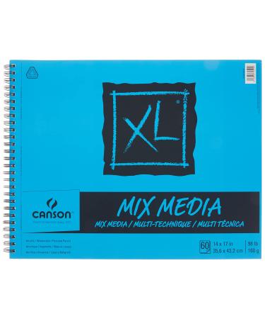 Canson XL Series Mix Paper Pad  Heavyweight  Fine Texture  Heavy Sizing for Wet and Dry Media  Side Wire Bound  98 Pound  14 x 17 in  60 Sheets  14X17  0