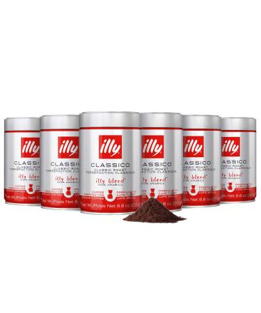 Illy Caffe Coffee - Ground Coffee - Medium Roast for Drip Coffeemakers - 8.8 oz - Case of 6 Ground Coffee Medium 8.8 Ounce (Pack of 6)