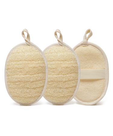 Natural Loofah Sponge Exfoliating Body Scrubber Peeling Loofah Pad for Women and Men Dishwashing Loofah (3 Pack)