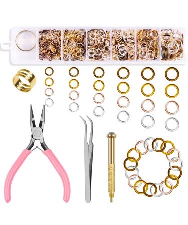 Kalolary 1014 Pieces Dangle Nail Art Charms Jump Rings Connectors Nail Jewelry Rings Open Ring with Nail Piercing Tool Hand Drill Pliers and Tweezers for Nail DIY Nail Art Jewelry Making Supplies