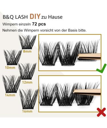 Buy BQ Individual Eyelashes B05 - 72 Cluster Colored & At-Home DIY Eyelash Extensions (B01 B09) | High Quality Single Lashes D-8-16 Mix - Buy Online on SooperMarket.com