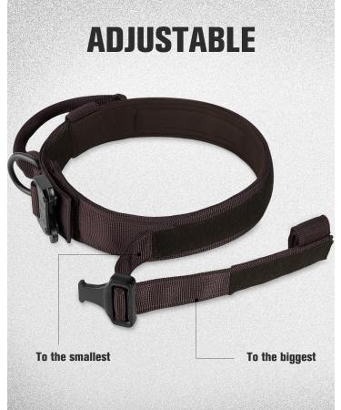 Joytale Tactical Dog Collar for Large Dogs | Durable Dog Collar with Handle & QR Code Tag | Brown LL - International Shipping Available - Buy Online on SooperMarket.com