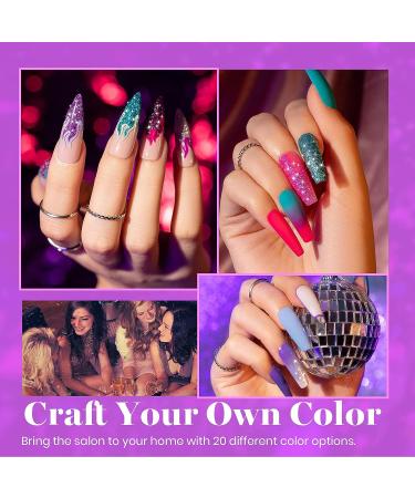 Beetles 20 Gel Nail Polish Kit Midnight Euphoria Collection Purple Blue Hot Pink Glitter Gel Polish Set Soak off Glossy & Matte Top Base Coat Nail Art Design Valentine's Day Gifts for Women Girls B-Midnight Euphoria - Buy Online on SooperMarket.com
