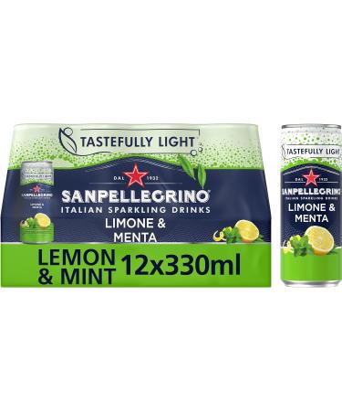 San Pellegrino Italian Tastefully Light Sparkling Lemon Canned Soft Drink 12 x 330ml | 73k Cals per Can & San Pellegrino Italian Tastefully Light Sparkling Lemon & Mint Canned Soft Drink 12 x 330ml - Buy Online on SooperMarket.com