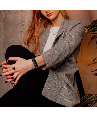 Leather Wrist Band Compatible with Inspire HR/Inspire/Inspire 2 - Black Strap for Men and Women - Buy Online on SooperMarket.com
