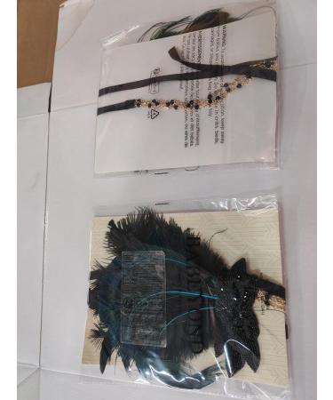BABEYOND 1920s Feather Headband Peacock Feather Headpiece Vintage 1920s Flapper Headband Feather Crystal Headband Great Gatsby Costume Accessories Roaring 20's Accessories (Black) - Buy Online on SooperMarket.com