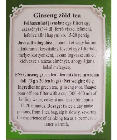 Dr Chen Ginseng Root with Green Tea Traditional Natural Herbal Blend 20 Teabags - Buy Online on SooperMarket.com
