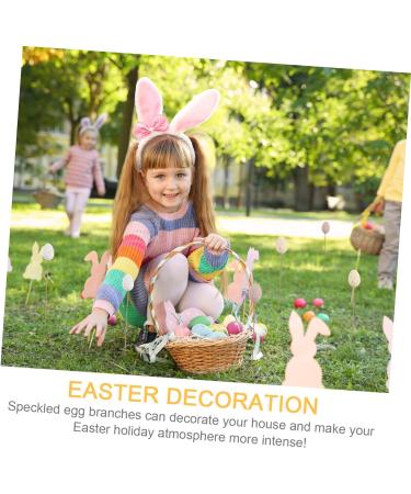 Alipis 27pcs Egg Twig Cutting Easter Egg Flower Arrangement Desk Top Decor Easter Ornament Diy Easter Eggs Easter Eggs Garland Hanging Easter Egg Tree Decoration Spray Iron Wire Beige 14.50X1.80X1.80CM - Buy Online on SooperMarket.com