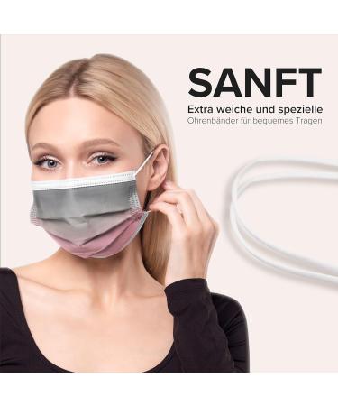 50 Disposable Face Masks Made in Germany | Type IIR & CE Certified | Breathable Triple Layer | Elastic Earloops | Dusty Pink | Adults | 99.78% Filtration - Buy Online on SooperMarket.com