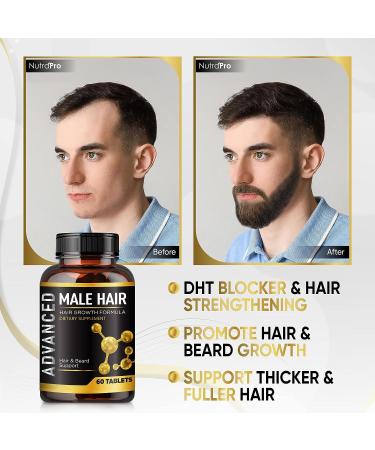 Men's Hair Growth Vitamins - DHT Blocker & Beard Growth Supplement for Thicker, Fuller Hair. Support Thinning Hair with Biotin - Regrow & Strengthen Hair - Buy Online on SooperMarket.com