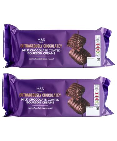 M&S Outrageously Chocolately Milk Chocolate Coated Bourbon Creams Thick Coated Biscuits - Set of 2 x 162g Packs