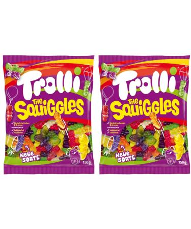 Trolli Squiggles Gummy Sweets Gluten-Free & Lactose-Free 6 Fruity Fun Flavours 150g - 2x Share Bags