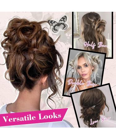 REECHO Tousled Updo Messy Bun Hair Piece for Women - Chocolate Brown with Highlights - Buy Online on SooperMarket.com