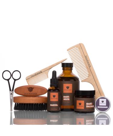 Blackbeard's beard care set ultimately benzoe-orange warm smoky fragrance With beard oil beard balm beard soap beard beard brush beard comb & beard shear Gift set The full beard care
