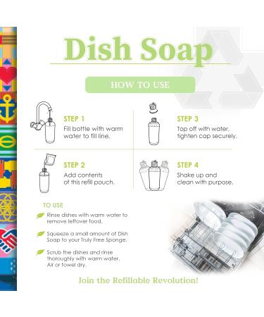 Truly Free Natural Dishwashing Liquid - Plant-Based Sweet Basil Dish Soap | 2 Refill Packs & 1 Refillable Bottle Starter Kit | Eco-Friendly International Shipping - Buy Online on SooperMarket.com