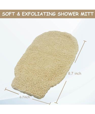 Pack of 2 Dual Sided Exfoliating Gloves for Back and Body Shower, White Ramie Hand Mitt for Dead Skin Removal - Machine Washable - Buy Online on SooperMarket.com