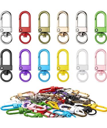 Colorful Metal Lobster Claw Clasps Swivel Lanyards Trigger Snap Hooks Strap with Key Rings DIY Accessories for Bag Key Chains Connector Jewelry Making, 12 Colors(36 Pieces)