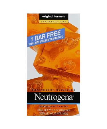 Neutrogena Transparent Facial Bar Unscented 3-Pack x 6 - Gentle Face Cleanser - Buy Online on SooperMarket.com