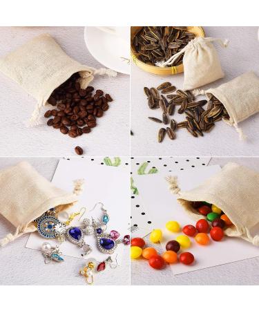 20PCS 3x3.7Inch Double Drawstring Cotton Cloth Bags - Beige | Small Jewelry Bracelet Beads Spice Gift Bags - Buy Online on SooperMarket.com