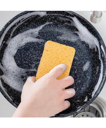 Tainrunse 5Pcs Durable Cleaning Sponge Efficient Cotton Pulp Portable Oil-Resistant Dishwashing Pad for Home Cleaning Pad Yellow 1 - Buy Online on SooperMarket.com