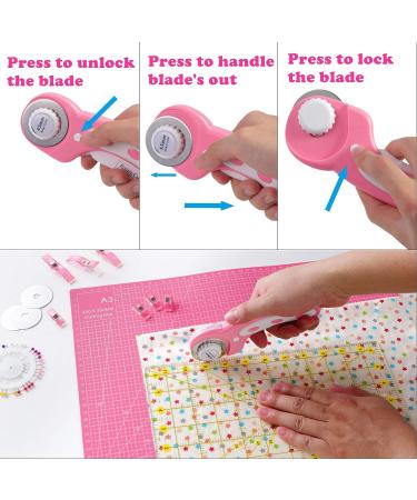 Rdutuok 45mm Rotary Cutter Set with 5 Replacement Blades, A3 Cutting Mat, Acrylic Ruler, Sewing Pins, Craft Knife, and Clips - Perfect for Sewing, Crafting, and Patchworking - Buy Online on SooperMarket.com