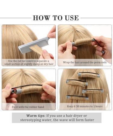 36-Piece Cold Wave Rods for Hair Perming & Styling - Gray 0.59 Inch Hair Rollers & Steel Rat Tail Comb - Buy Online on SooperMarket.com