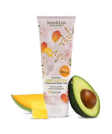 Jean & len exotic body lotion mango & avocado for all skin types light wording moves in quickly pH-skin ideal without parabens & silicones body lotion vegan 250 ml