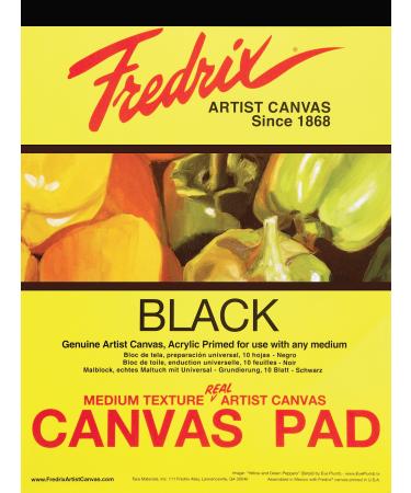 Tara Materials Fredrix 12x16 Black Canvas Pad 10 Sheets  12 x 16 Inches