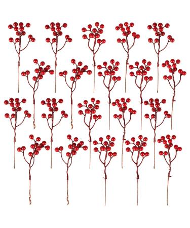 20 Pack Artificial Red Berry Stems 7.1 Inch Burgundy Red Berry Picks Holly Berries Branches for Christmas Tree Decorations Crafts Wedding Holiday Season Winter D cor Home Decor