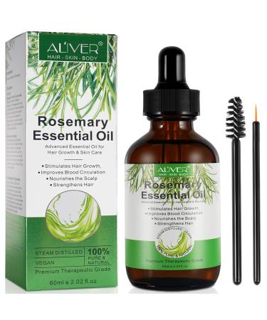 Rosemary oil for the back of the hair (2.02 fl oz) 2-pack 100% pure essential rosemary oil for hair loss hair-skin-nail food liberation of itchy dry scalp for unisex rosemary 119.48 ml (1 Pack)