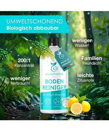 Gloss Factor Wiping Robot Cleaning Agent - 500ml Concentrate | Strong Floor Cleaner for Moped Robots - Streak-Free for All Surfaces - Buy Online on SooperMarket.com