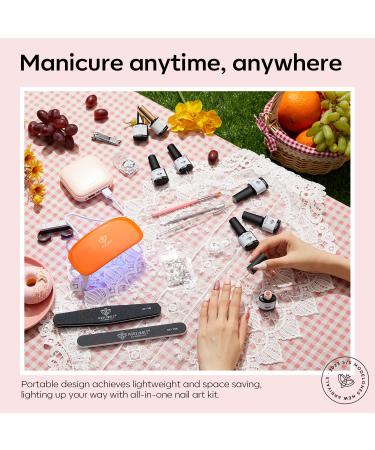 Modelones 20PCS Gel Nail Polish Kit with UV Light - 6 Classic Neutral Colors | Soak Off Gel Polish Set with Portable Mini LED Lamp, Base & Top Coat | All-in-One Manicure Kit for Starter, DIY Salon Gift - Pink Blue Violet - Buy Online on SooperMarket.com