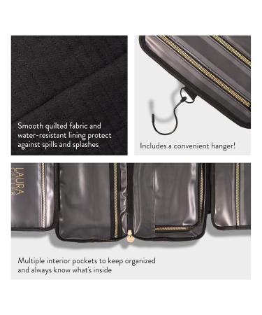 Buy LAURA GELLER NEW YORK Quilted Folding Travel Makeup Bag - Black Hanging Toiletry Organizer | Large Capacity & Easy to Clean - Perfect for International Travel - Buy Online on SooperMarket.com