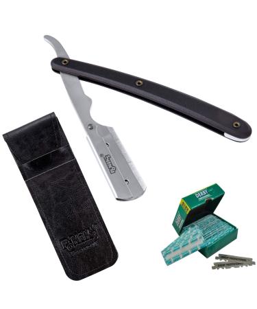 Ponik's classic razor set men transport bag razor set with 100 derby changing blades high-quality stainless steel barber knife for a precise beard-shave black