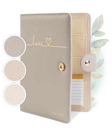 Twive - Motherpass cover (Love) - Organizer with magnetic closure - German mother pass - mother -child pass - including notepad and 8 subjects taupe - gold