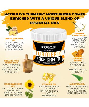Natrulo Turmeric Face Cream for Face & Body - Natural Skin Brightening Lotion - USA Made 2 Oz - Buy Online on SooperMarket.com