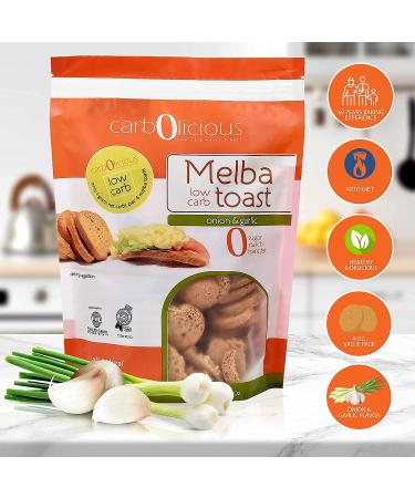 Low Carb Onion & Garlic Melba Toast - 4 oz | Healthy Snacking Option - Buy Online on SooperMarket.com