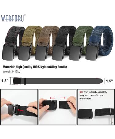 WERFORU Men's Military Tactical Nylon Belt with Metal Buckle - Breathable Webbing Canvas - Black (Size Below 40) - Buy Online on SooperMarket.com