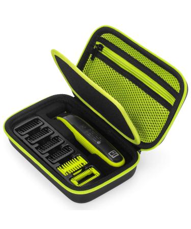 Case for Philips OneBlade Trimmer & Shaver QP2520 QP2530 QP2620 EVA Hard Case with Sponge Travel Carrying Case Storage Bag for One Blade Black and Green