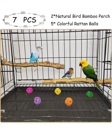 Natural Bamboo Bird Perch Stand Set for Budgies, Lovebirds, and Medium Parrots - 2PCS - Buy Online on SooperMarket.com
