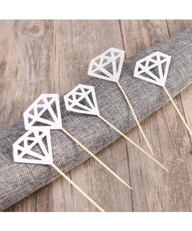 Vaguelly 50pcs Diamond Dessert Topper Happy Wedding Diamond Birthday Cake Picks Wedding Decoration Fruit Cake Decorations for Home Fruitcakes Wedding D cor Anniversary Toothpick Flash Baby Silver medium - Buy Online on SooperMarket.com
