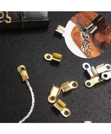1000 PCS Clamshell Crimp Fold Over Cord Ends - DIY Jewelry Making Cord Tips in Gold, Silver, Gun Black, Bronze, and Rose Gold - Buy Online on SooperMarket.com