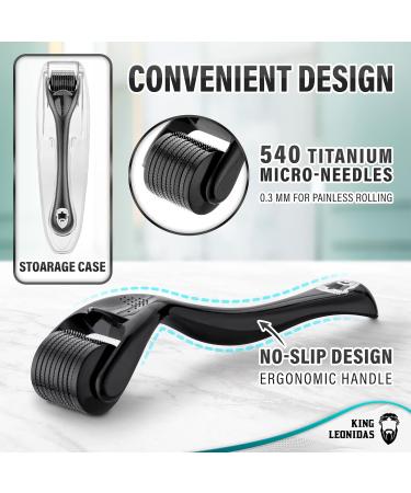 King Leonidas Beard Derma Roller 0.30mm Titanium Micro-Needling for Men - Facial Hair & Beard Growth - Buy Online on SooperMarket.com